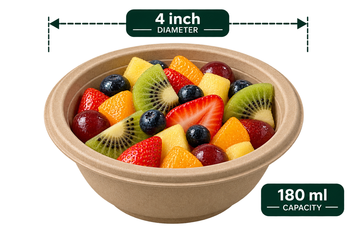 Premium bagasse bowl 180ML brown capacity view