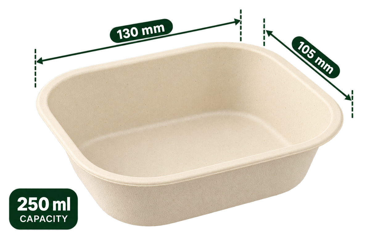 Premium bagasse bowl 250ML brown front view