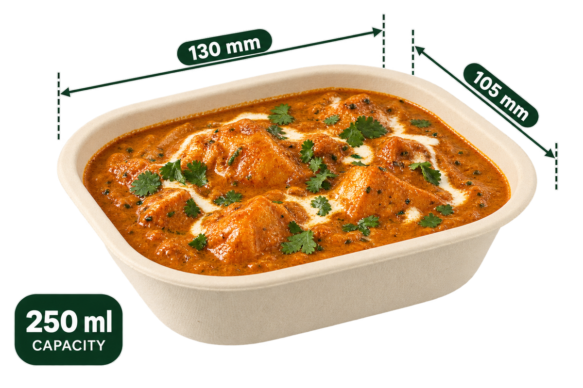 Premium bagasse bowl 250ML brown capacity view