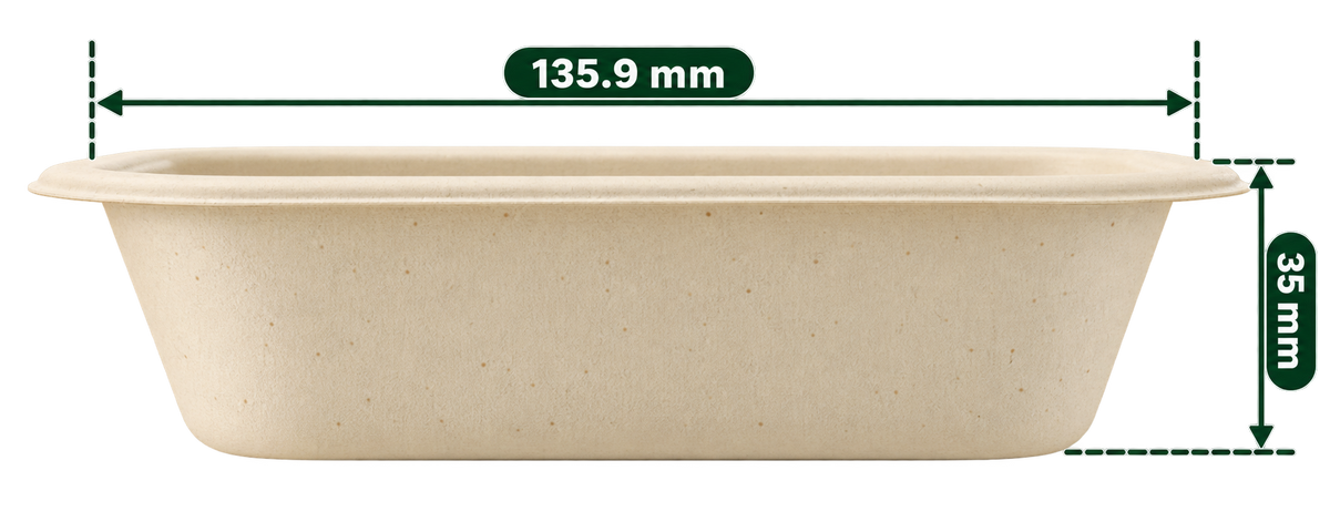 Premium bagasse bowl 360ML brown side view