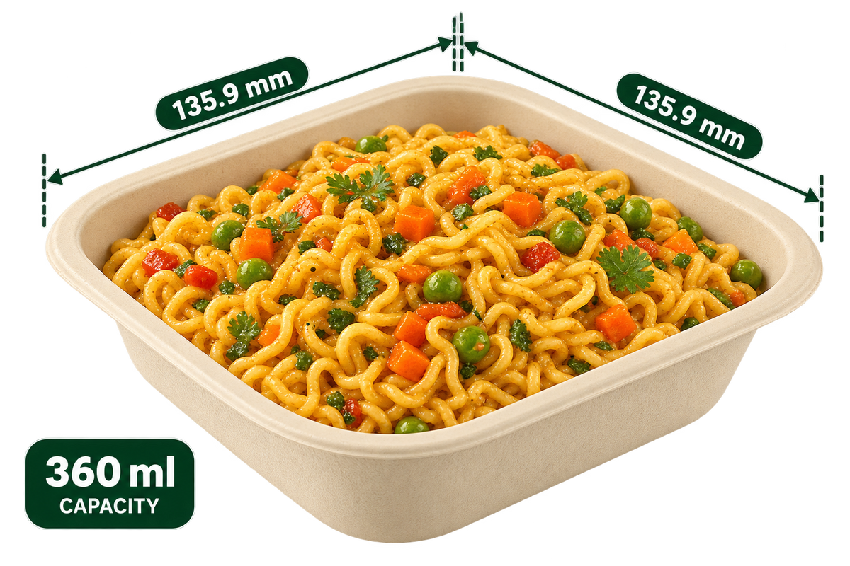 Premium bagasse bowl 360ML brown capacity view