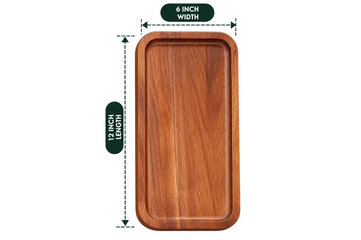 Rectangular Platter 12 inch length, 6 inch width, empty wooden serving platter