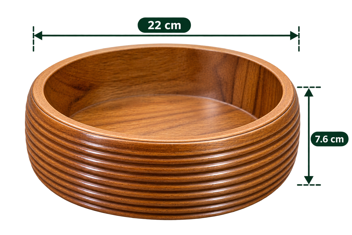 Router Bowl 9 inch nominal diameter empty wooden serving bowl with grooved exterior