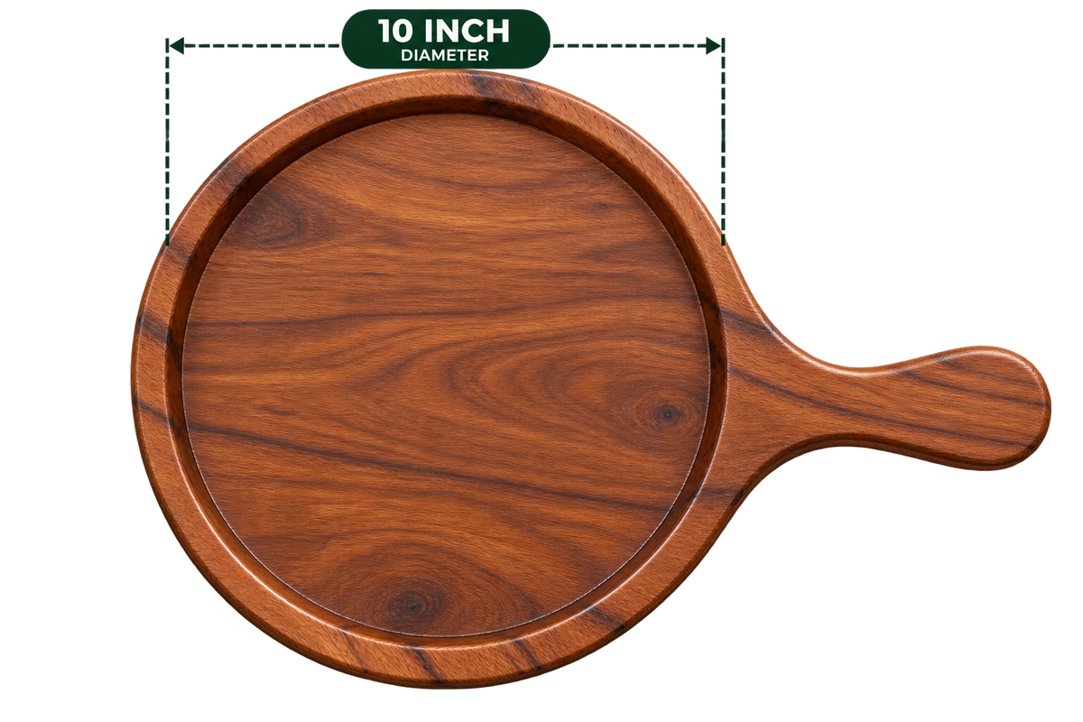 Sheesham Pizza Bat 10 Inch empty wooden serving board with handle