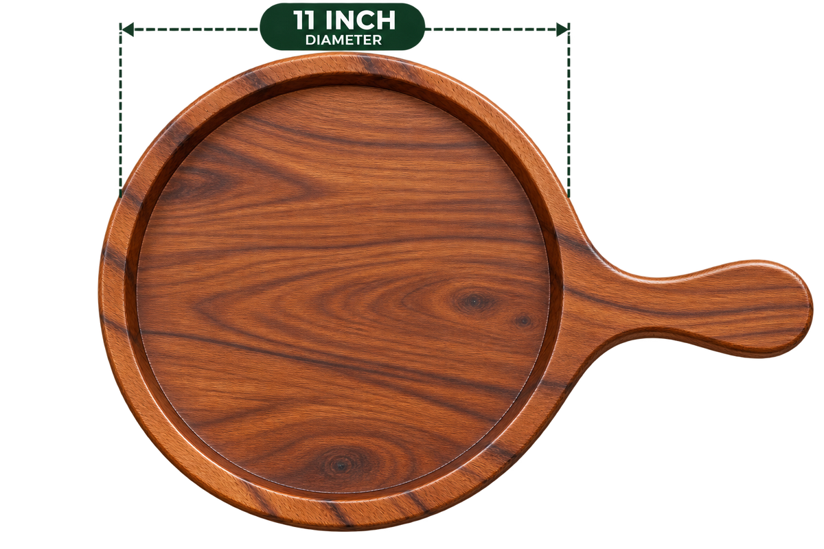 Sheesham Pizza Bat 11 Inch empty wooden serving board with handle