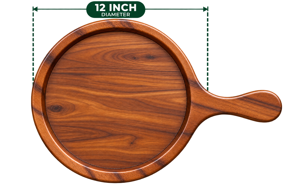 Sheesham Pizza Bat 12 Inch empty wooden serving board with handle