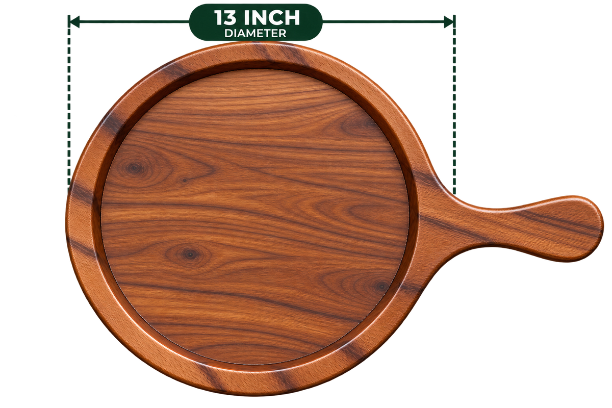 Sheesham Pizza Bat 13 Inch empty wooden serving board with handle
