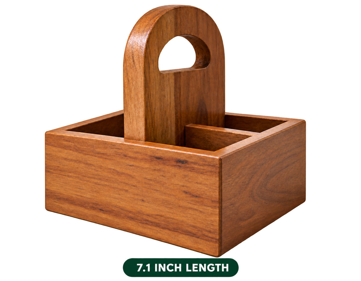 Small Caddy 7.1 inch length empty wooden table organiser