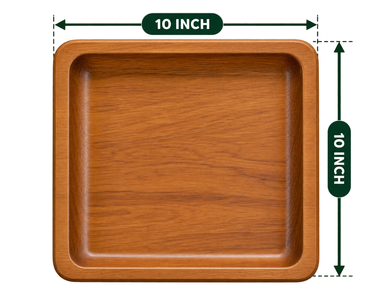 Square Platter 10 inch length empty wooden serving platter