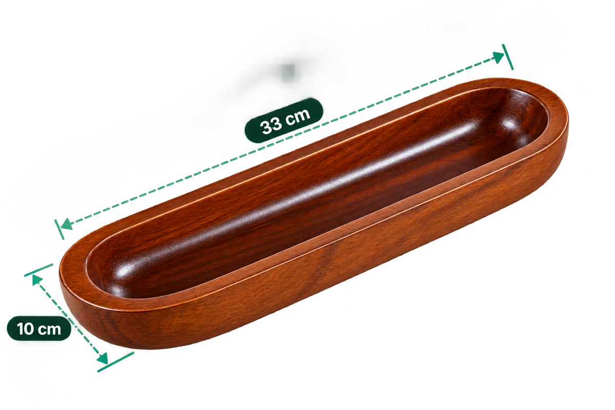 AnnServe Sushi Walnut Platter 13 inch length (33 cm), 10 cm wide; empty platter view