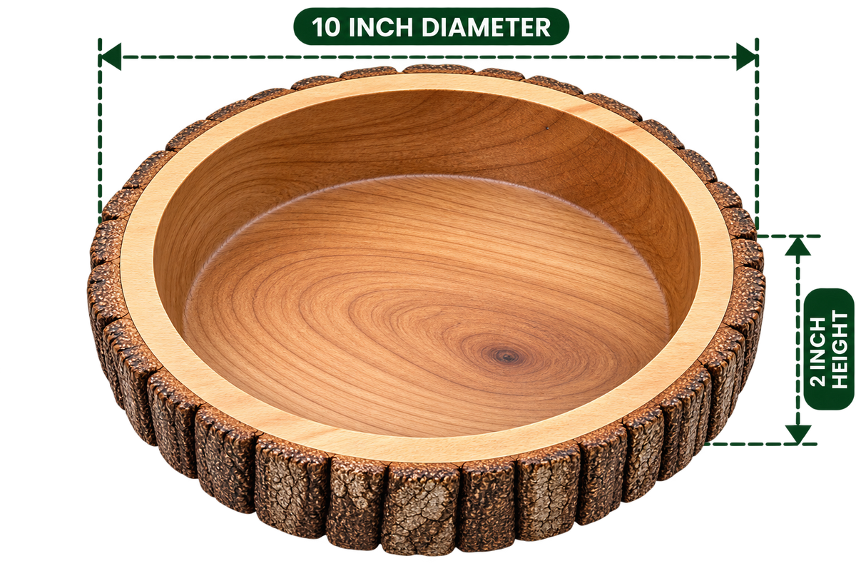 Tribal Bat 10 inch diameter, 2 inch product height, empty wooden serving platter