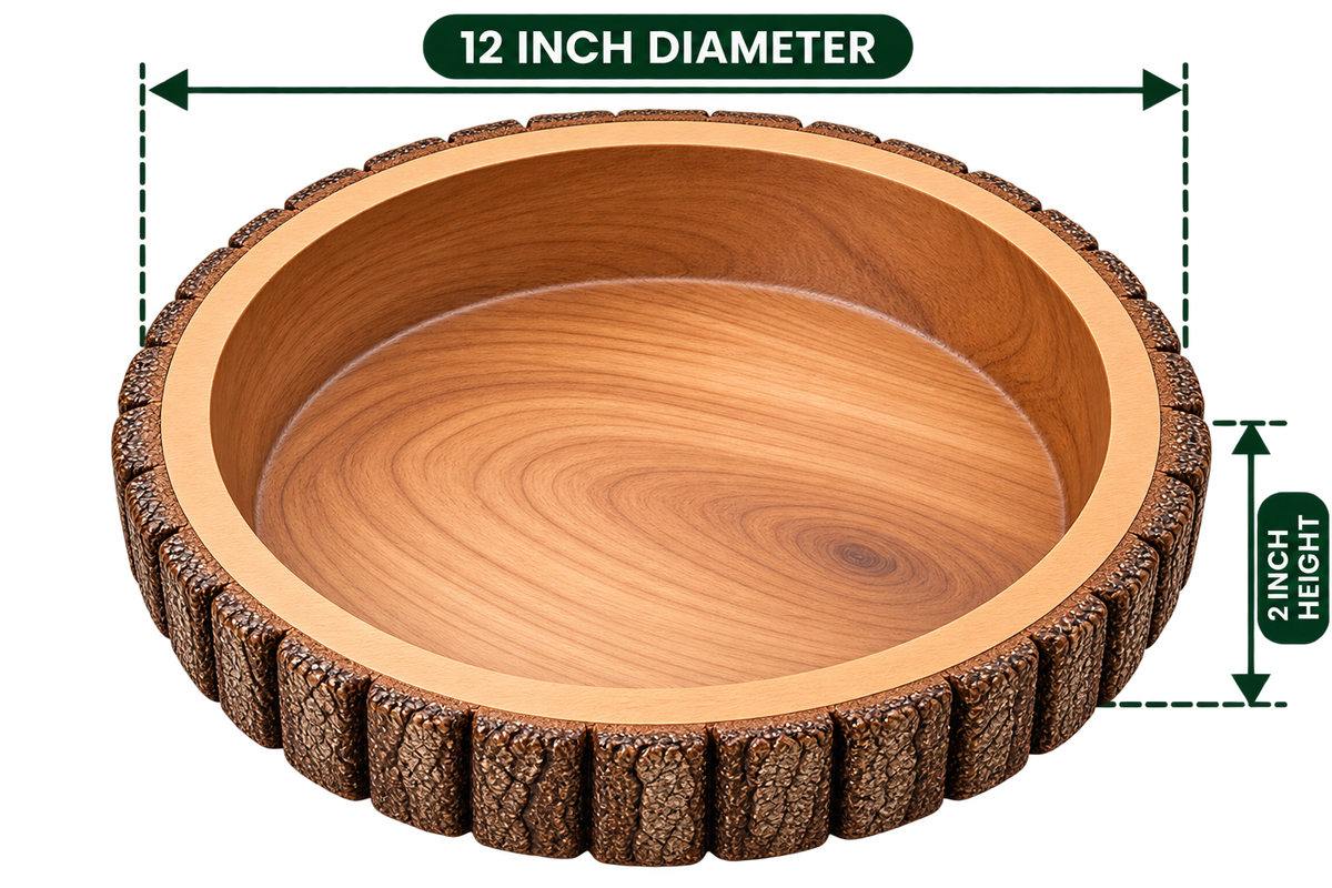 Tribal Bat 12 inch diameter, 2 inch product height, empty wooden serving platter