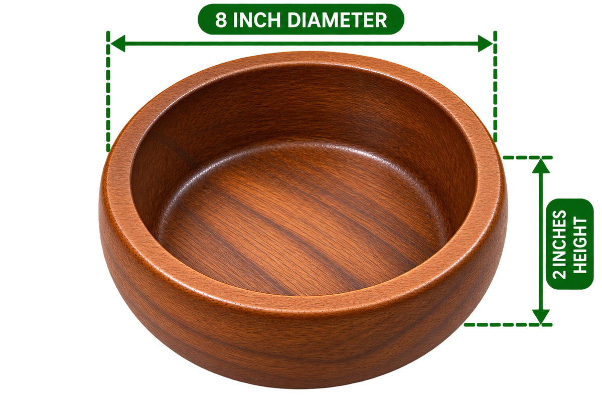 Wooden Bowl Set 8 inch diameter, 2 inch height, empty wooden serving bowl