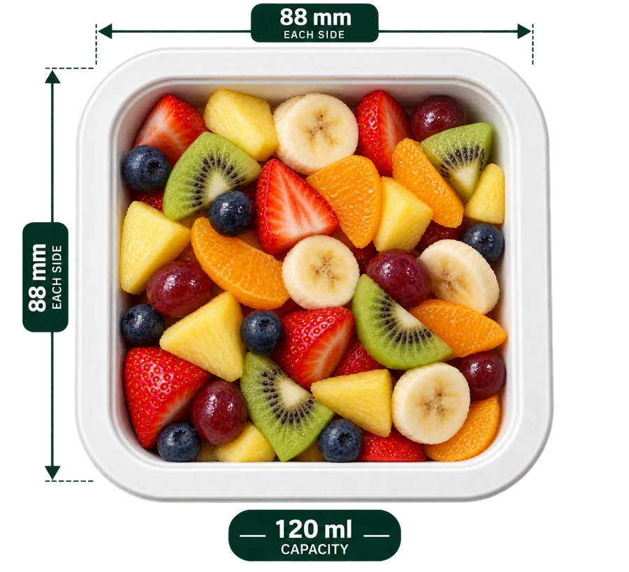 120 ml square kiwi bagasse bowl