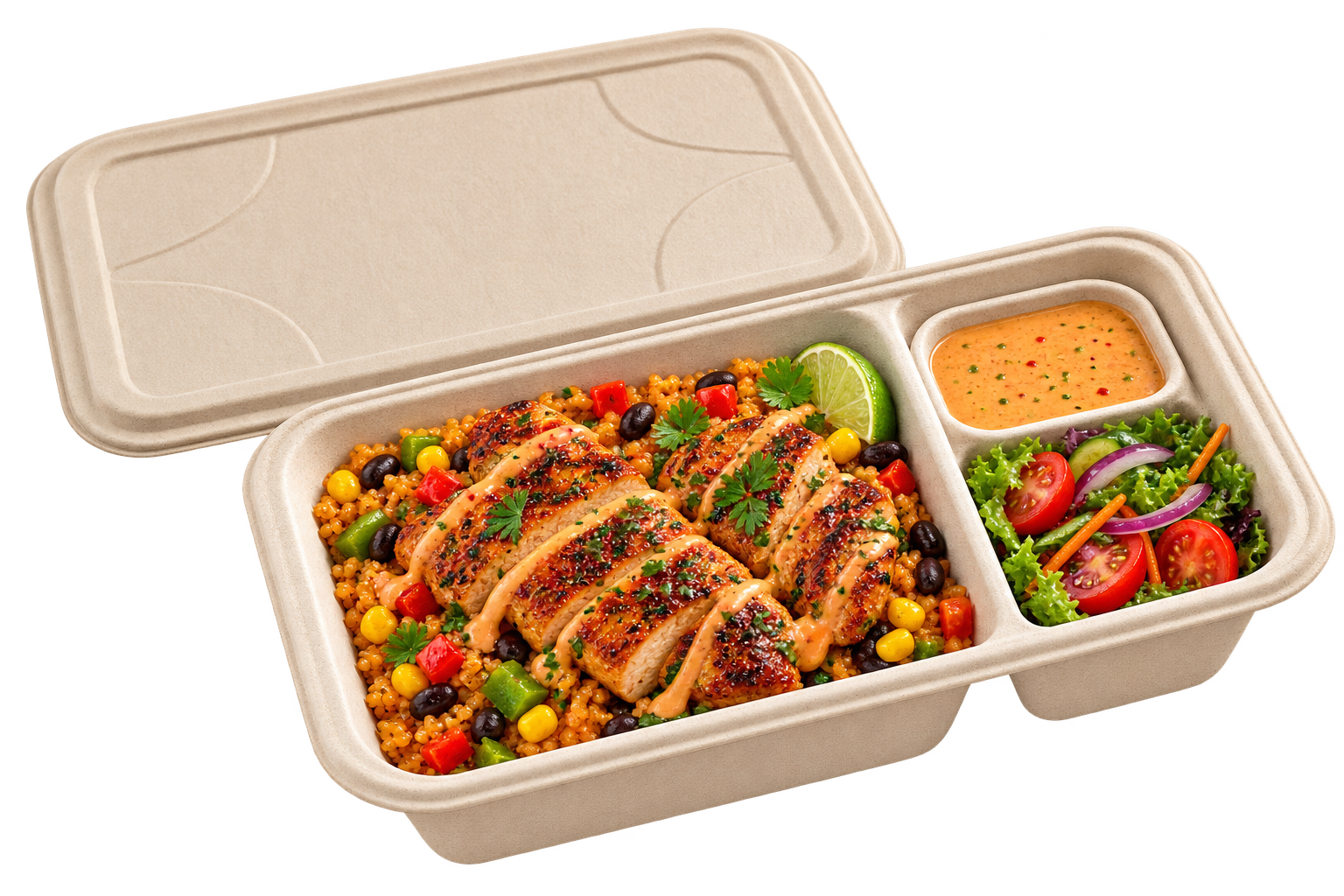 Bagasse takeaway meal box