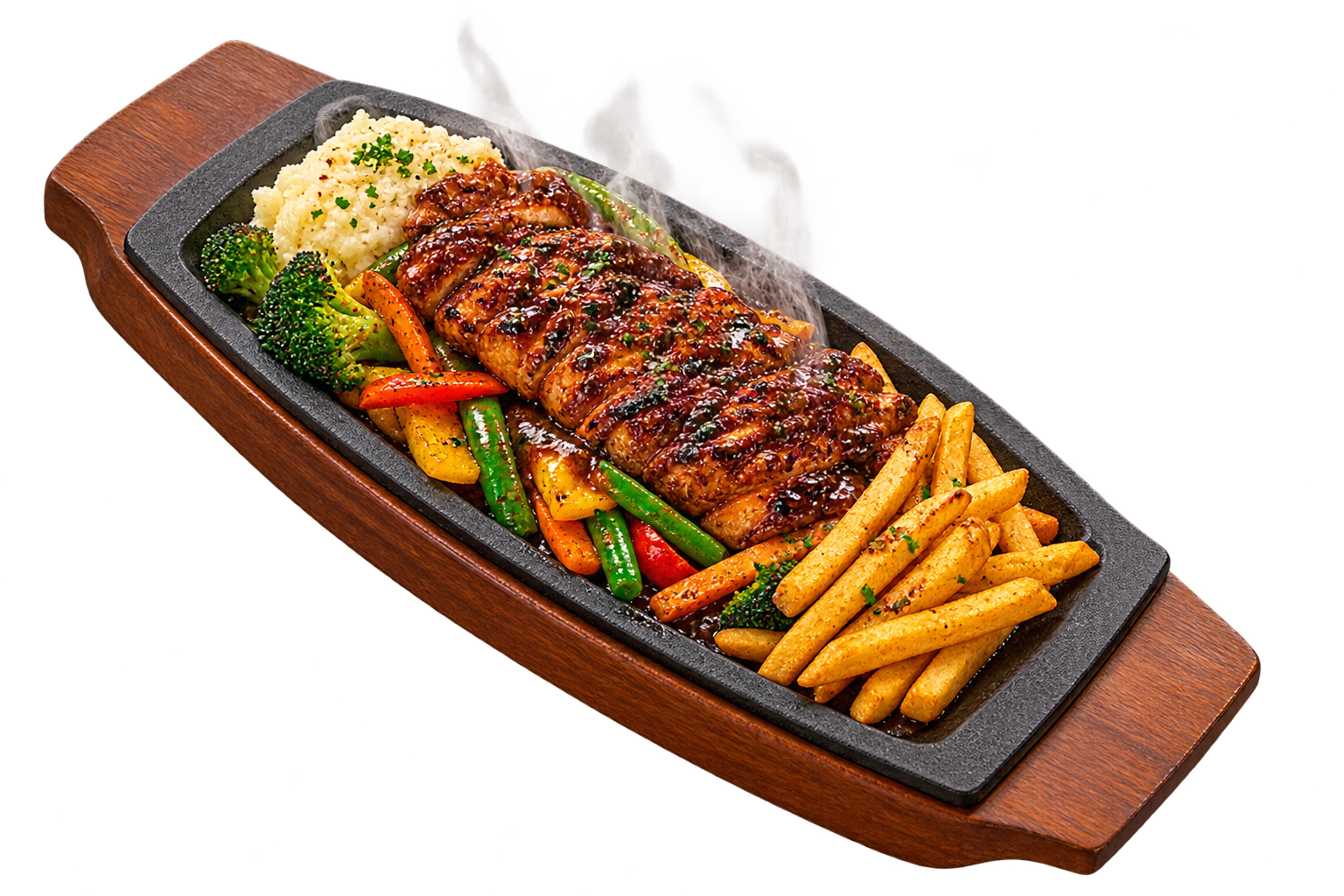 Wooden sizzler serving platter